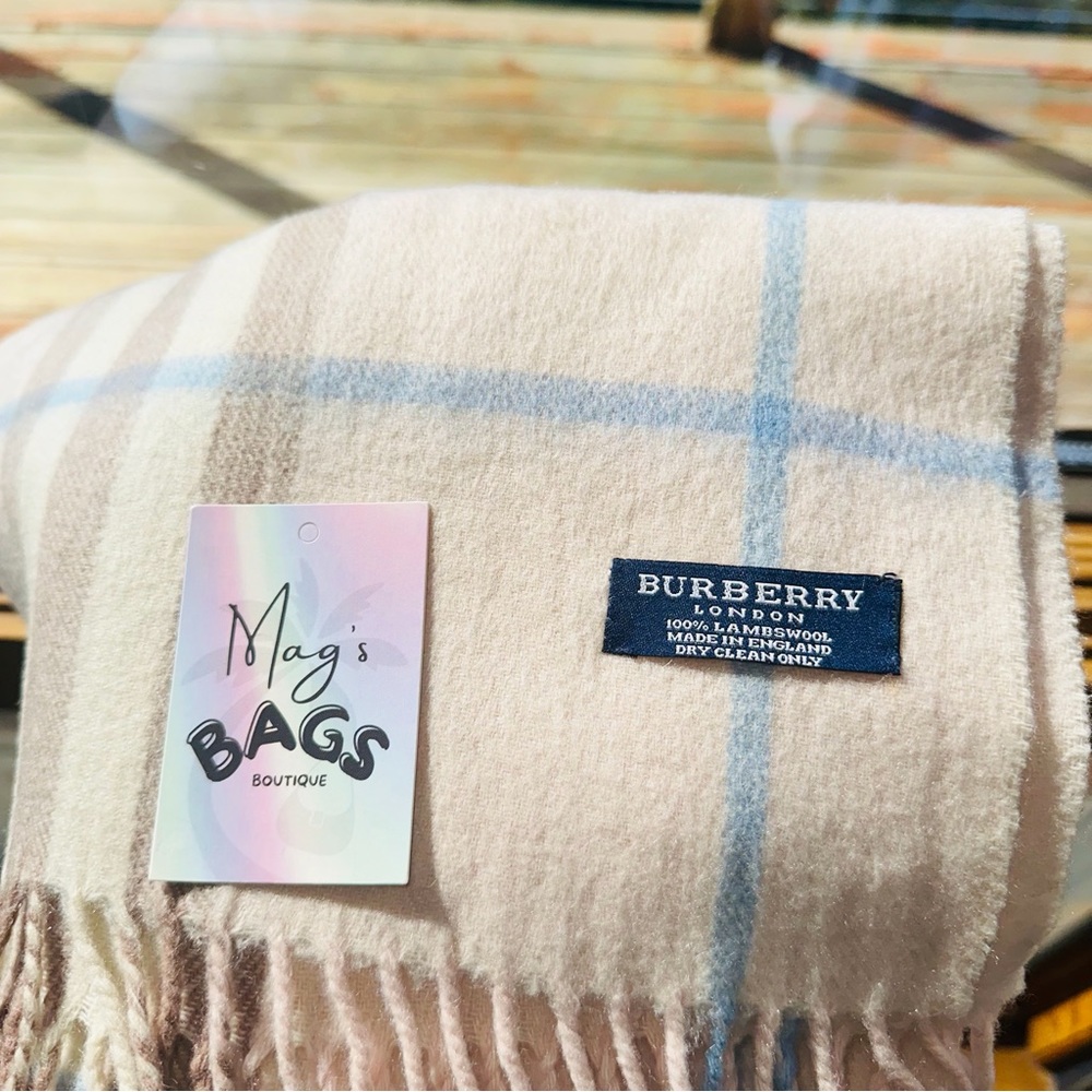 Burberry: Pink Giant Check Plaid Scarf - Picture 13 of 13